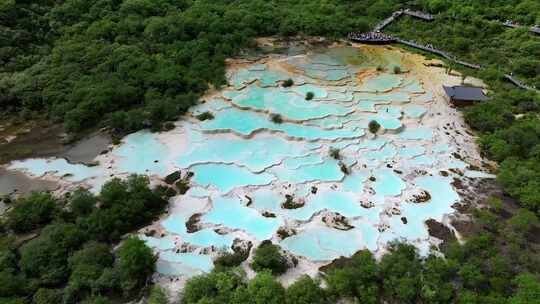 黄龙风景区五彩池延时素材