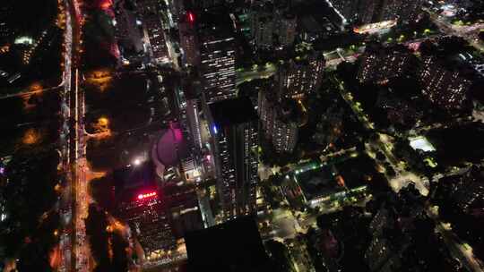 深圳福田CBD夜景航拍视频素材模板下载