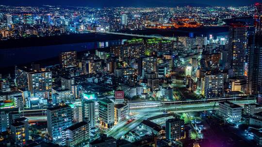 大阪城市夜景延时