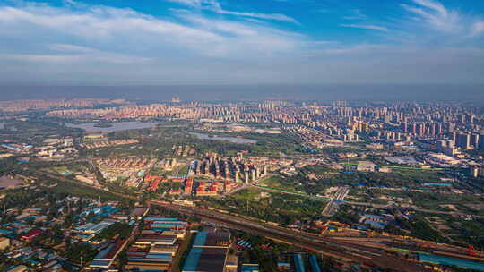 中国河北唐山南湖旅游景区航拍全景