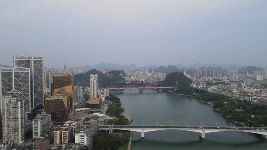 航拍广西柳州柳江大桥