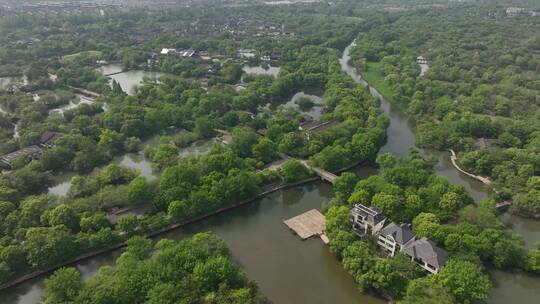 航拍 西溪湿地 洪园 杭州 园林 中国风视频素材模板下载