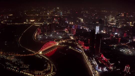武汉晴川桥夜景硚口区夜景片段2视频素材模板下载
