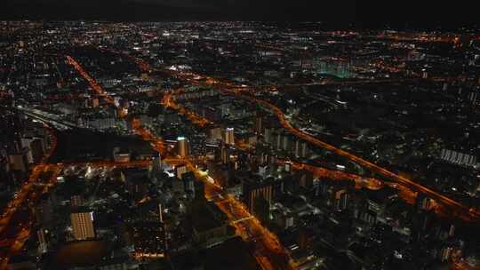 大阪，城市景观，道路，路灯