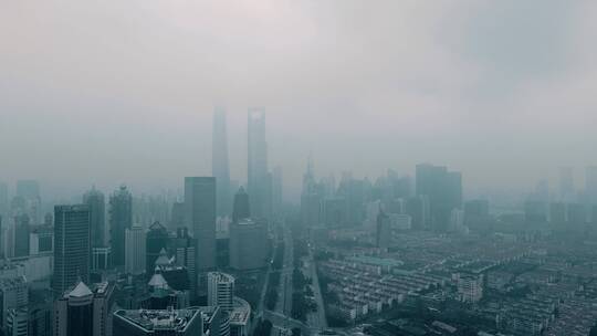 上海陆家嘴阴天航拍