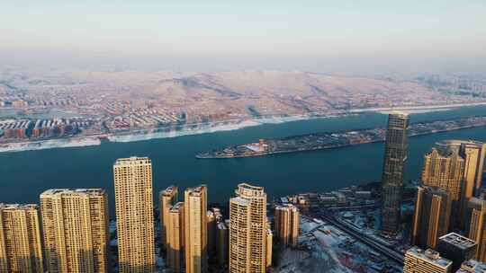 长沙城市航拍雪景