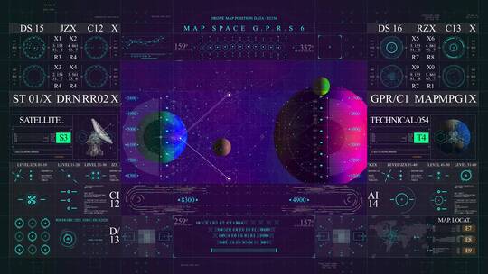 GPS蓝色科技HUD屏幕节目医疗大数据智能界面视频素材模板下载