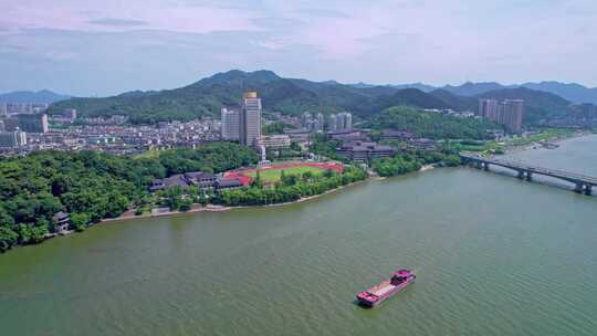 航拍富阳城市大景视频素材模板下载