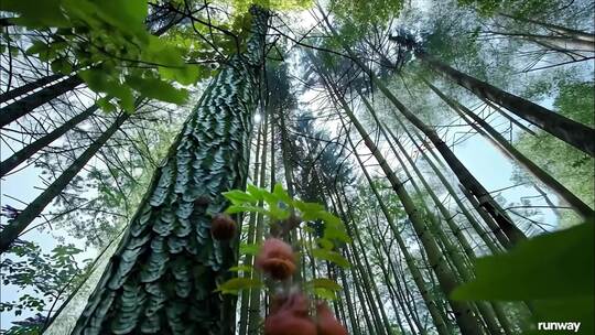 森林清晨树林阳光大自然生态植物树叶风景风