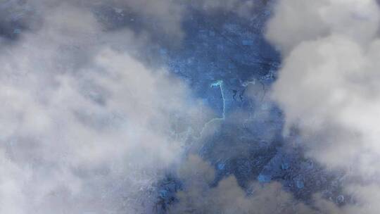 信阳市地图-云雾俯冲勾勒轮廓