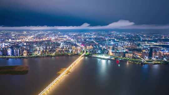 南昌城市夜景延时航拍视频素材模板下载