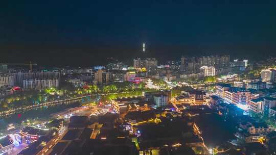 福建泰宁古城夜景延时航拍泰宁夜景