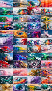 8K动感海浪粒子光影变幻