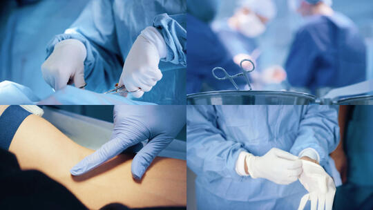 医生穿戴设备在手术室做手术 视频合集