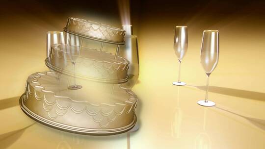 婚礼蛋糕和香槟杯概念视频素材模板下载
