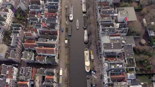 运河船之旅在阿姆斯特丹河畔的房子视频素材模板下载