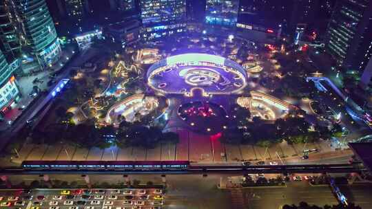 重庆渝北区一奥天地夜景航拍