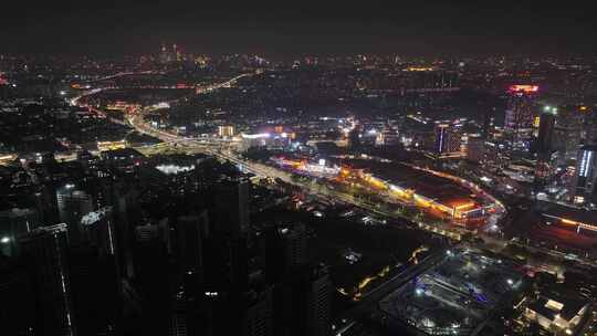 番禺区汉溪大道东辅路夜景航拍