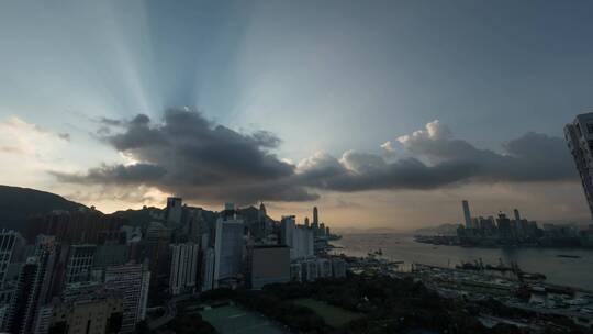 中国香港昼夜景观延时摄影