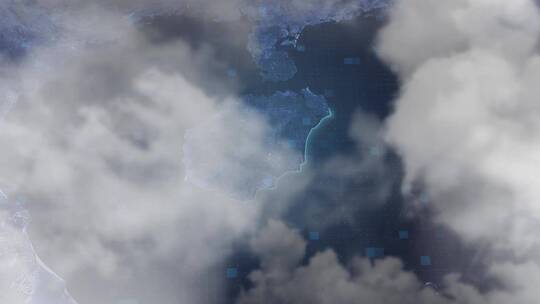 海南省地图-云雾俯冲勾勒轮廓