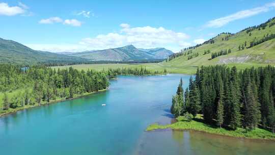 森林山川河流湖泊自然风光风景航拍中国地理视频素材模板下载