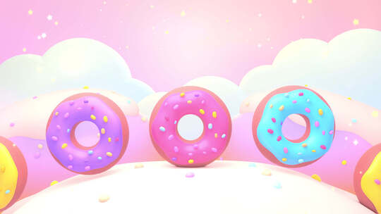 浪漫的卡通甜甜圈视频素材模板下载