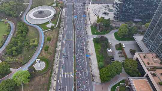 上海马拉松 静安半程马拉松 长跑 城市跑视频素材模板下载