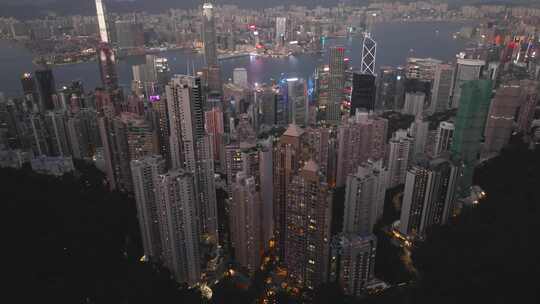 香港 维多利亚港夜景航拍