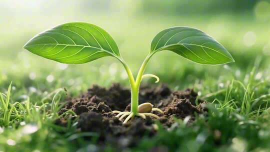 幼苗破土生长画面