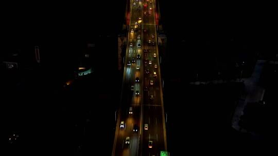广州市新光大桥至珠江新城CBD夜景航拍风光
