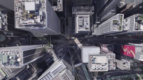 航拍香港CBD发达的现代商务建筑摩天大楼