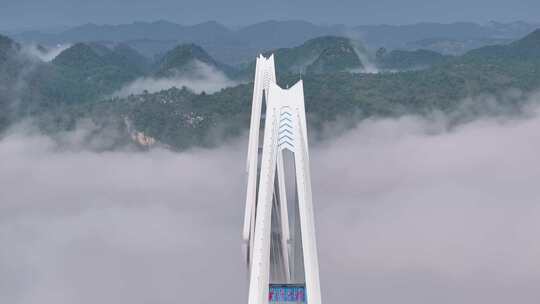 贵州平塘大桥平流雾航拍