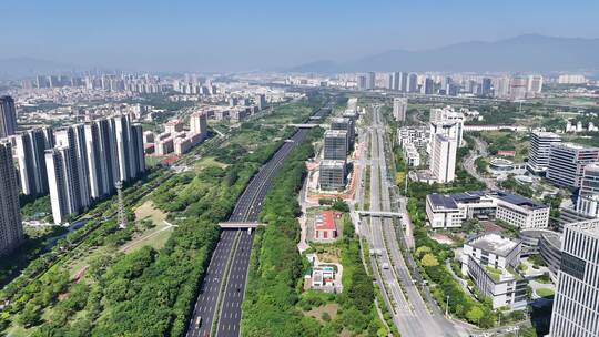 福建厦门集美城市交通航拍