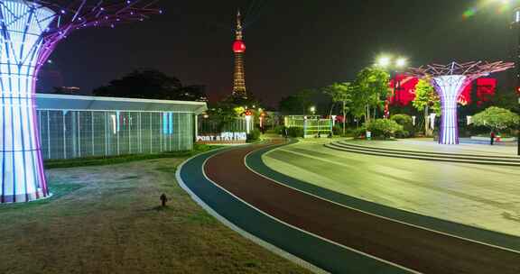 璀璨夜景佛山电视塔禅城宣传片地标文华公园