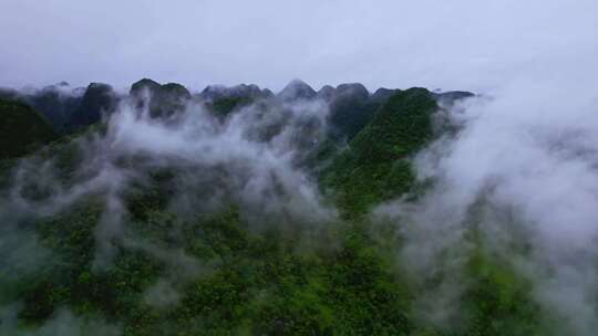 航拍雨后群山云雾缭绕山峦叠嶂山脉山川