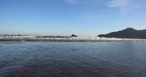 海水 沙滩 夏天 慢镜头 海浪 浪花 拍