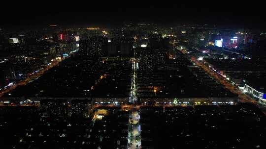 河北衡水城市夜景灯光航拍