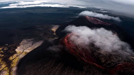 火山的烟雾特写