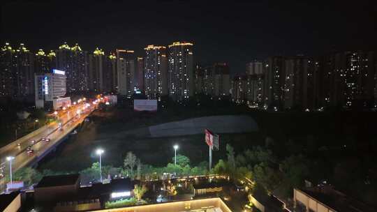 夜晚俯瞰城市灯光璀璨的景象自贡南悦里夜景