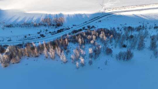 大兴安岭冬天丘陵山地雪景山林道路素材合集