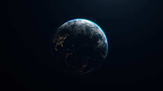3D地球数字互联网络背景。全球大数据云