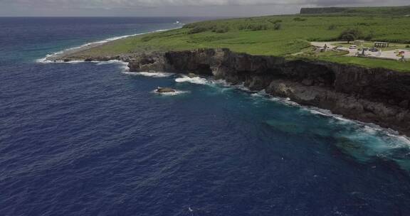 4K美国塞班海岛悬崖大海风光航拍