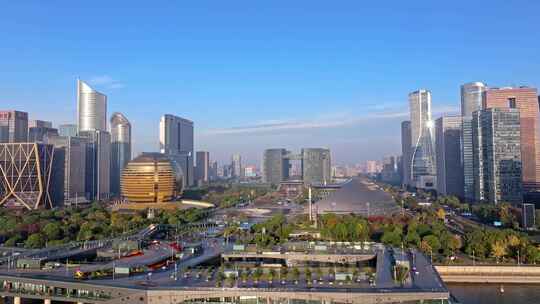 航拍杭州钱江新城城市阳台视频素材模板下载