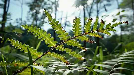 森林清晨树林阳光大自然生态植物树叶风景风