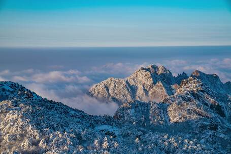 黄山雪景云海延时