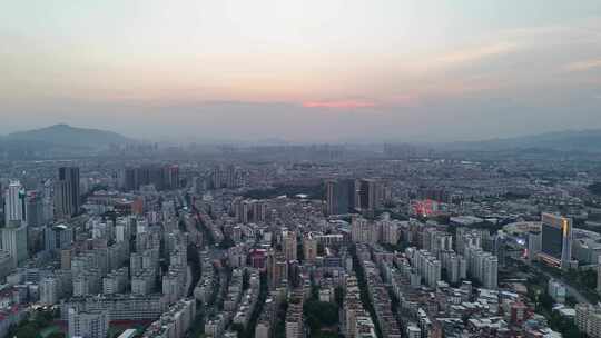 航拍福建泉州城市晚霞夕阳