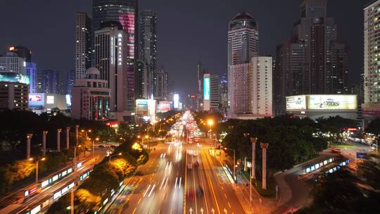深圳深南中路夜景航拍视频素材模板下载