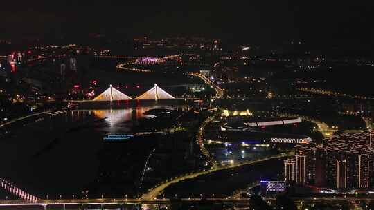 闽江夜景航拍视频素材模板下载