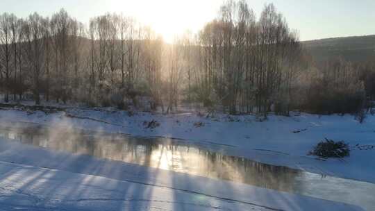 雪原冰河冻雾阳光