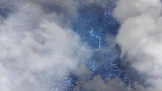 齐齐哈尔市地图-云雾俯冲勾勒轮廓